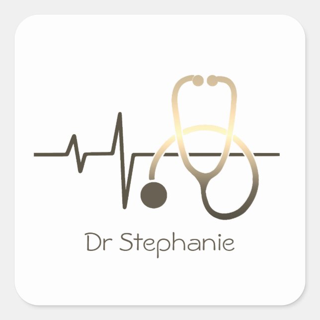Sticker Carré Stethoscope Heartbeat Médicale (Devant)