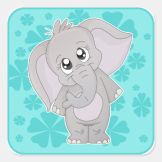 Sticker Carré Sticjer Eléphant Cute Carré