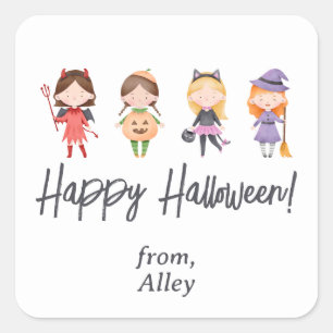 Sticker Carré Stick Costume Halloween pour les enfants mignons