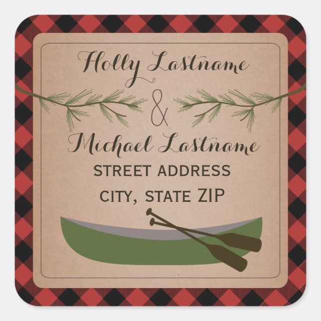 Sticker Carré Stick d'adresse de canot + À feuillage persistant  (Devant)