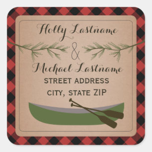 Sticker Carré Stick d'adresse de canot + À feuillage persistant