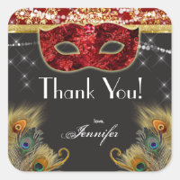 Stick d'anniversaire Masquerade Ball Red Gold Peac