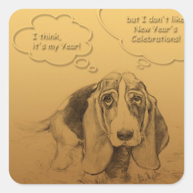 Sticker Carré Stick De L'Année Chien Chinois Humoristique Vietna (Devant)