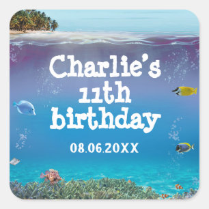 Sticker Carré Stick de Merci de Carré Tropical Summer Beach