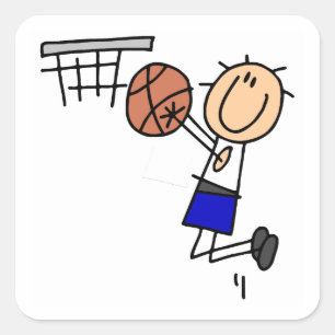 Sticker Carré Stick Figure de basket-ball T-shirs et cadeaux