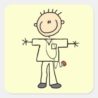 Sticker Carré Stick mâle Figure Infirmière T-shirts et cadeaux