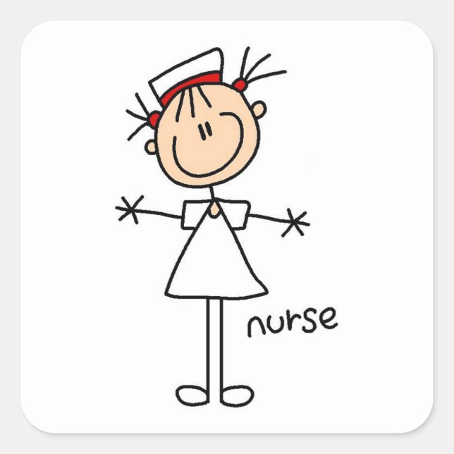 Sticker Carré Stick simple Figure Nurse Tshirts et cadeaux (Devant)