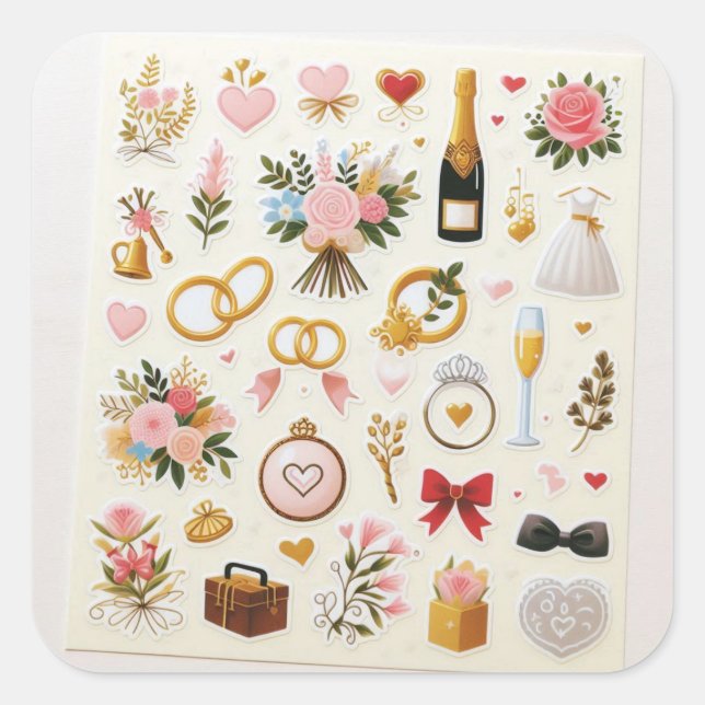Sticker Carré "Sticker Mariage Celebration Set" (Devant)