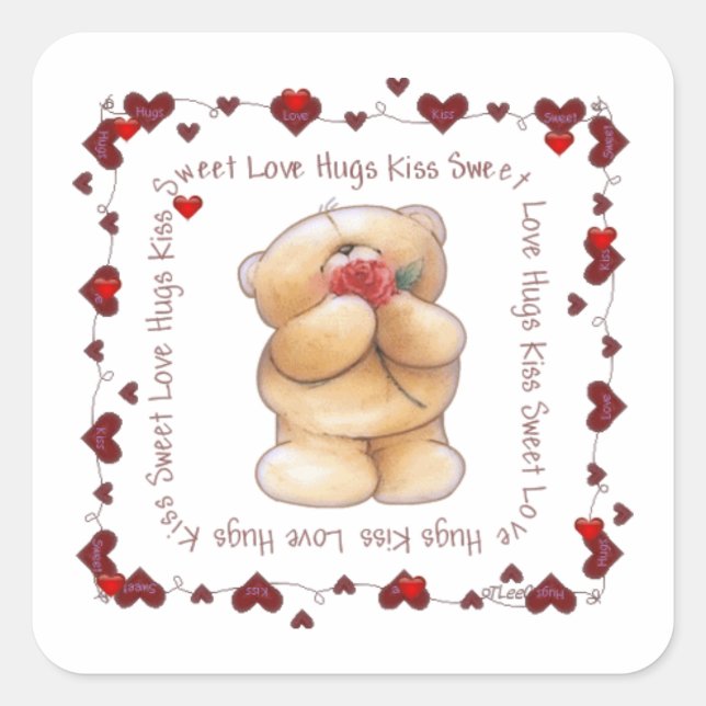 Sticker Carré Sticker/Ours et Coeurs (Devant)