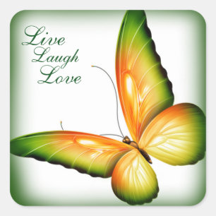 Sticker Carré Sticker/Papillon avec Live Laugh Love