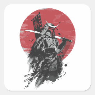 Sticker Carré "Sticker Samurai Warrior - Art Japonais d'encre Vi