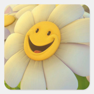 Sticker Carré Sticker/Tournesol souriant