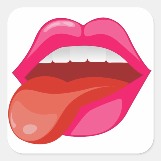 Sticker Carré Sticking out out the language (Devant)