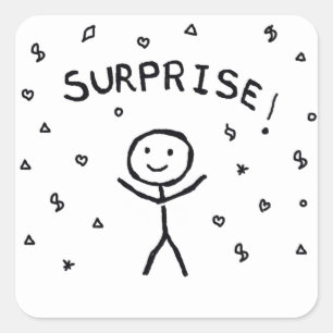 Sticker Carré Stickman - Surprise !