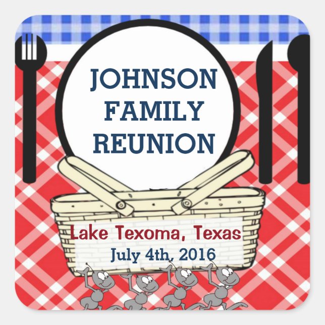 Sticker Carré Stickr modèle - Bleu R, W (Devant)