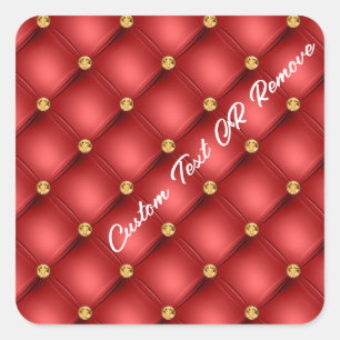 Sticker Carré Sticleur à tube en or rouge avec texte personnalis