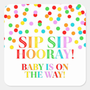 Sticker Carré Sticule Carré Rainbow Confetti Sip Hooray