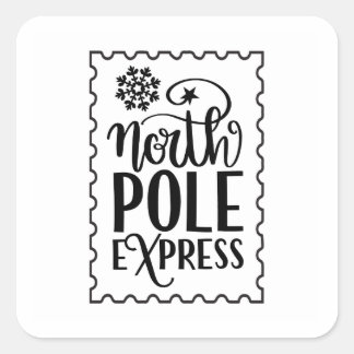 Sticker Carré Sticule du Timbre Père Noël du Pôle Nord Noël