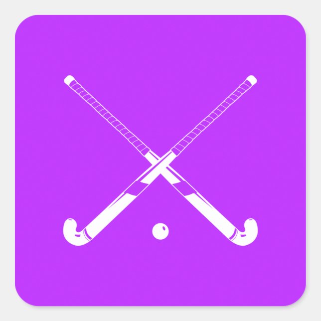 Sticker Carré Sticule en silhouette de hockey sur gazon violet (Devant)