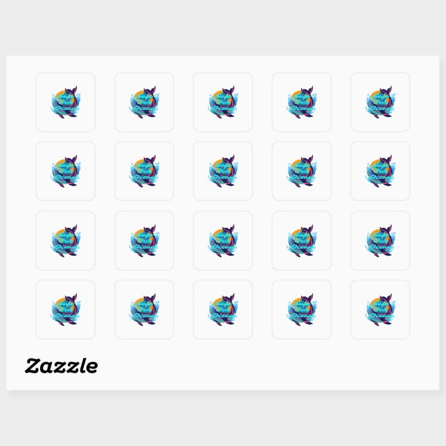 Sticker Carré Stiker Blue Minimalist Protégez Notre Océan (Feuille)