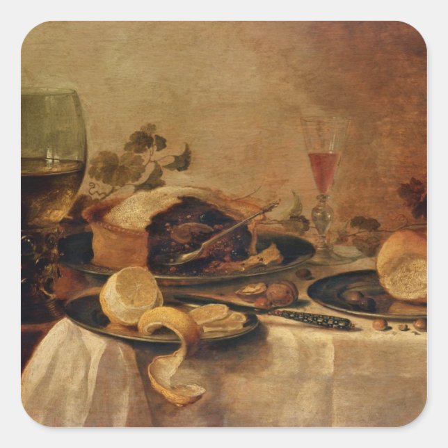 Sticker Carré Still Life with Fruit Pie, 1635 (Devant)