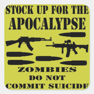 Sticker Carré Stock Pour L'Apocalypse Zombies Ne Commit Pas