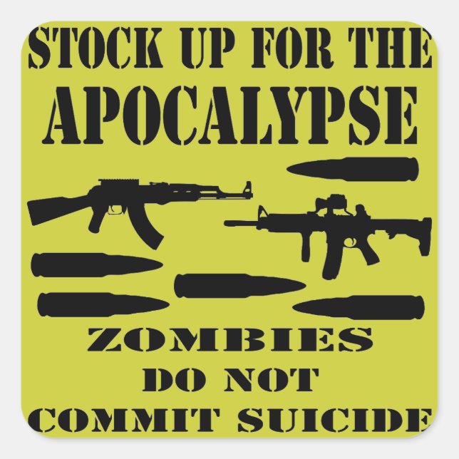 Sticker Carré Stock Pour L'Apocalypse Zombies Ne Commit Pas (Devant)