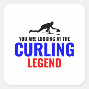 Sticker Carré Stone Curling hiver glace sport Curler drôle