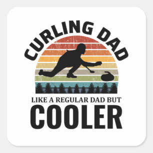Sticker Carré Stone Curling hiver glace Sport Curler Papa