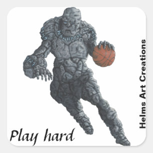 Sticker Carré Stone Golem Basketball Sports Imaginaire Art Stick
