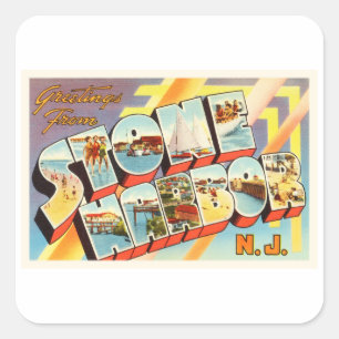 Sticker Carré Stone Harbour New Jersey NJ Vieux carte postale Vi