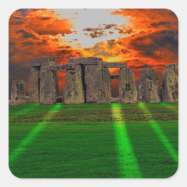 Sticker Carré Stonehenge Standing Stones au coucher du soleil (Devant)