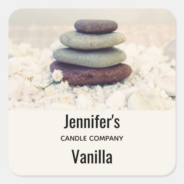 Sticker Carré Stones empilées Méditerranée Cairn Candle Business (Devant)