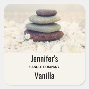 Sticker Carré Stones empilées Méditerranée Cairn Candle Business