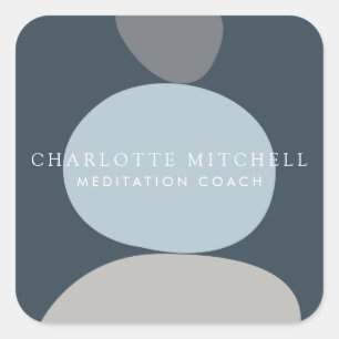 Sticker Carré Stones Zen Abstraites modernes Logo Bleu