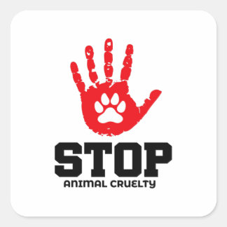 STICKER CARRÉ STOP ANIMAL CRUELTY -