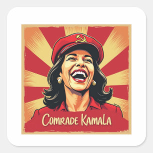 Sticker Carré Stop Kamunism Harris Walz 2024 Camarade Kamala