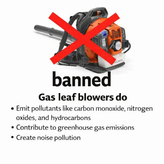 Sticker Carré Stop Pollution Red X Leaf Blower Graphic 