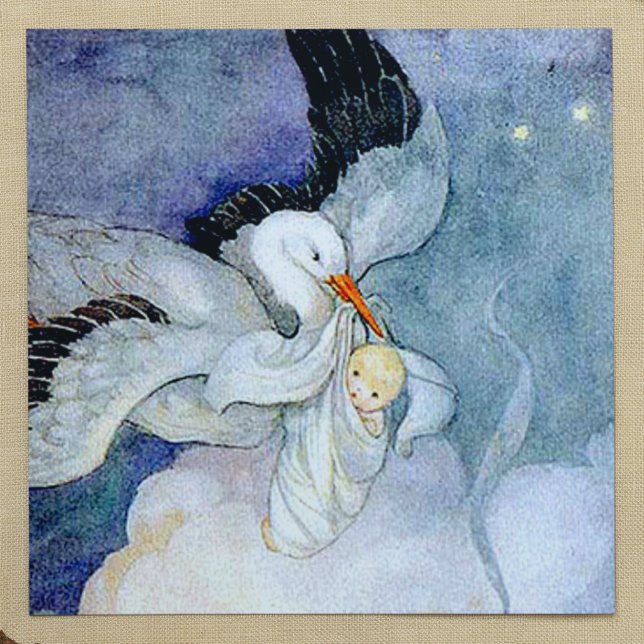 Sticker Carré Stork and Baby (Créateur téléchargé)