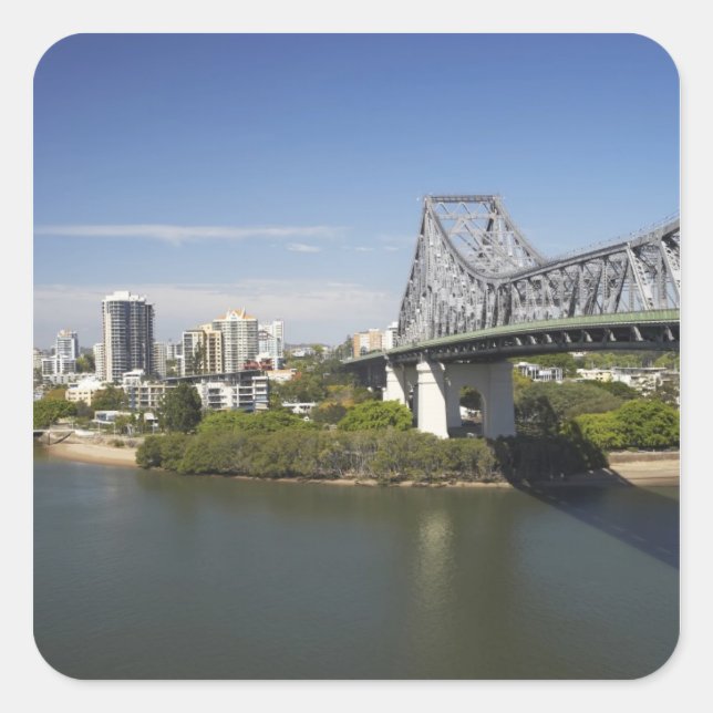Sticker Carré Story Bridge, Brisbane River et Kangaroo (Devant)
