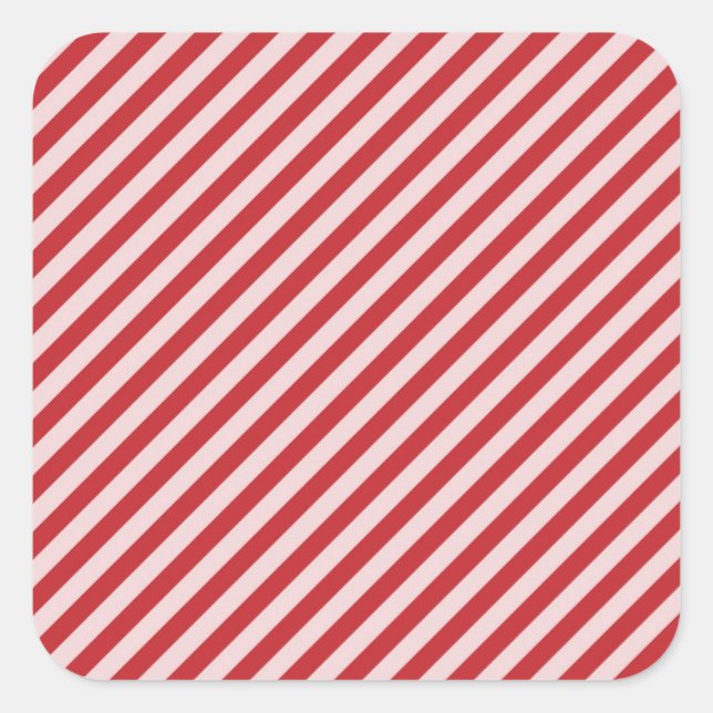 Sticker Carré [STR-RD-1] sucre de canne rouge et blanc rayé (Devant)