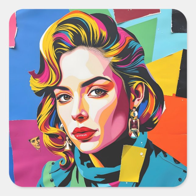 Sticker Carré « Strasha » - Dream Collage Pop Brillante (Devant)