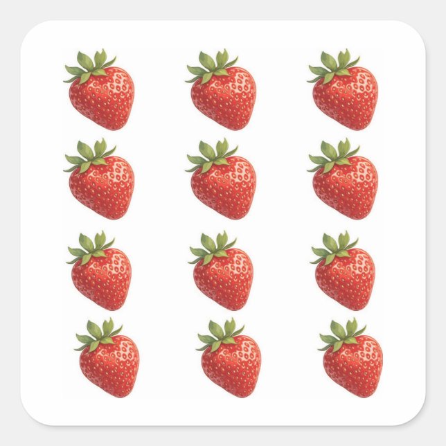 Sticker Carré Strawberry Fruit  (Devant)