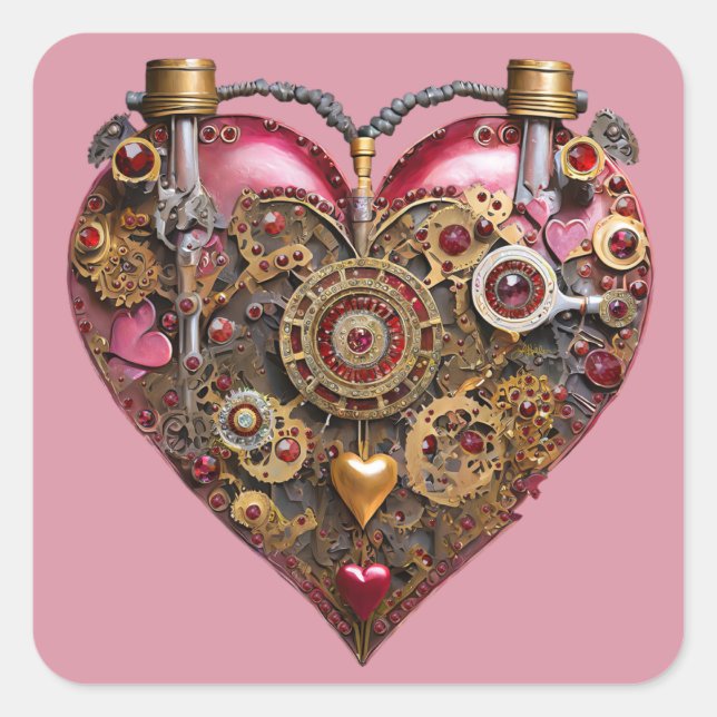 Sticker Carré Streampunk Heart Ruby Valentine (Devant)