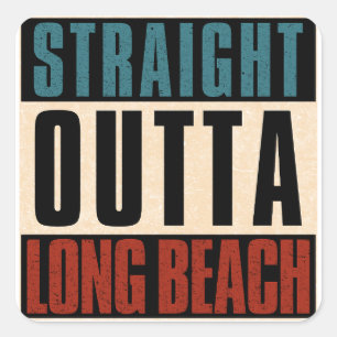 Sticker Carré Stright Outta Long Beach Californie CA