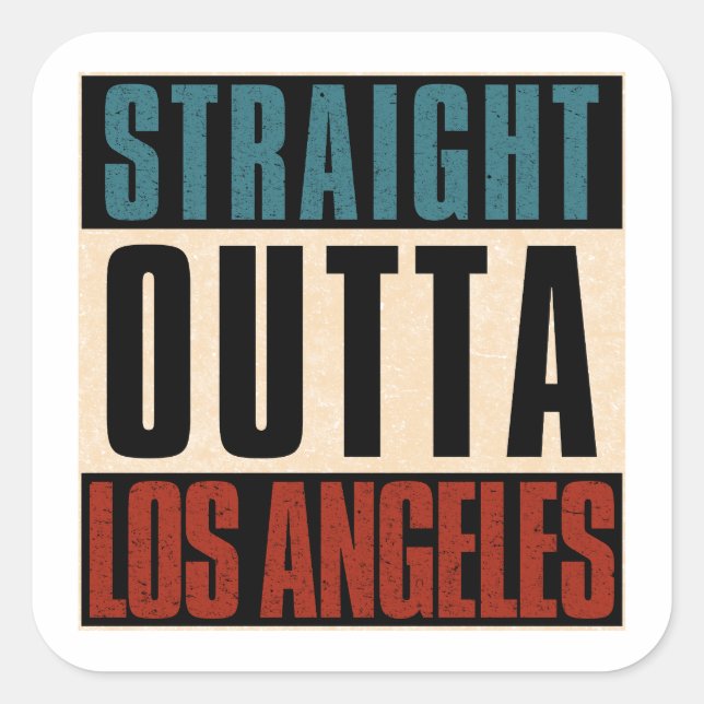 Sticker Carré Stright Outta Los Angeles Californie CA USA (Devant)