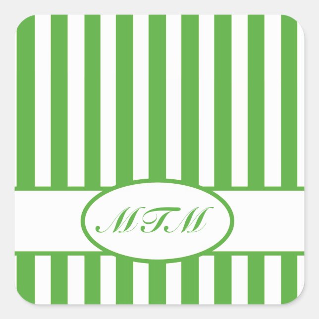 Sticker Carré Stripes automnales feuille avec monogramme (Devant)