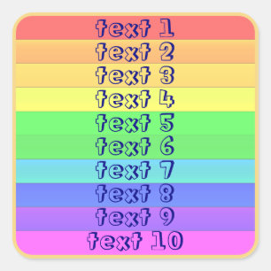 Sticker Carré Stripes colorées personnalisées Typographie horizo