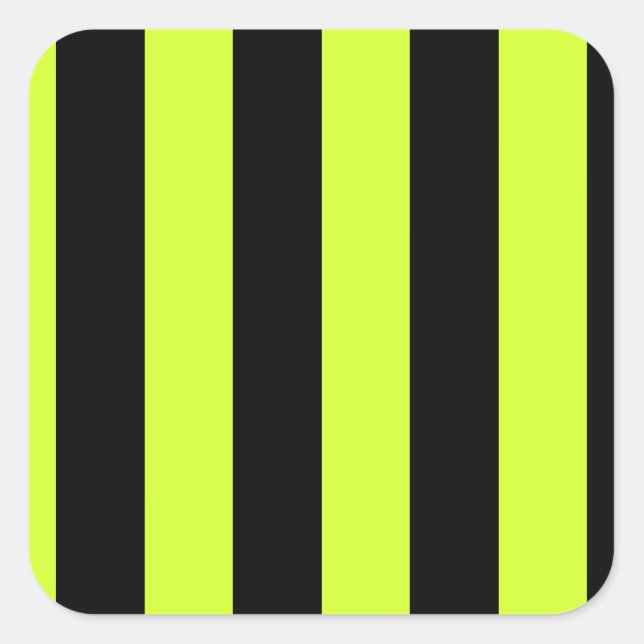 Sticker Carré Stripes - Jaune noir et fluorescent (Devant)