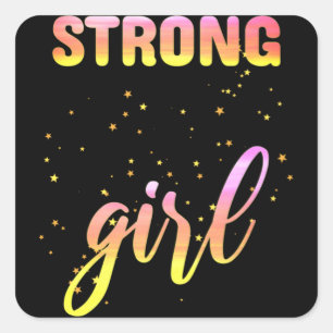 Sticker Carré Strong Girl Pastel Star